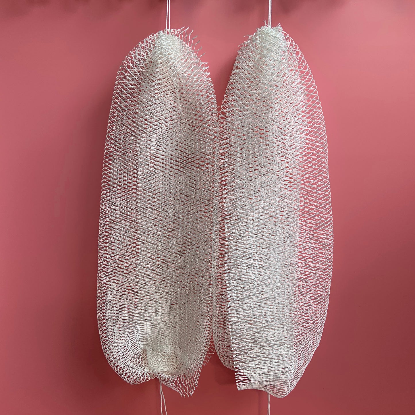 2 PCS Authentic African Exfoliating Net Bath Sponge, Cream White