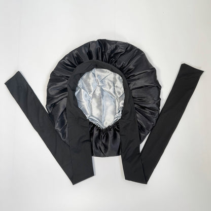 Satin Bonnet + African Exfoliating Net Sponge Set, Sleep Cap Hair Care Bonnet for Curly Hair