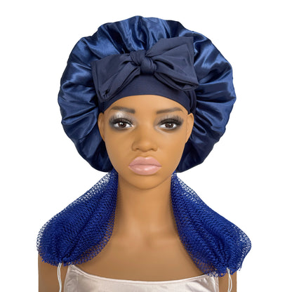 Satin Bonnet Navy Blue