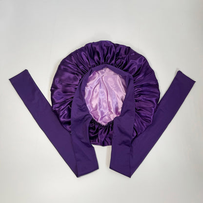 Satin Bonnet + African Exfoliating Net Sponge Set, Sleep Cap Hair Care Bonnet for Curly Hair